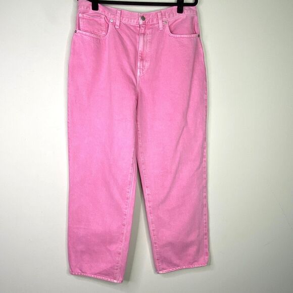 New Madewell Barbie Pink Baggy Straight Jeans Garment-Dyed Edition Size 31 - Picture 10 of 10